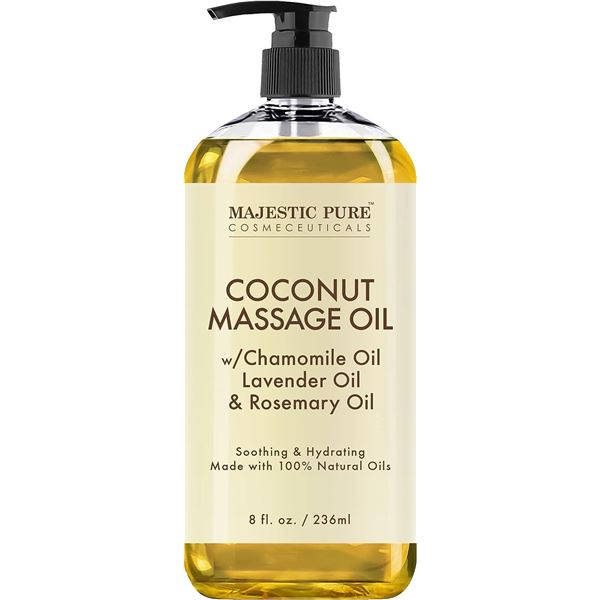 NEW 236ML BOTTLE OF MAJESTIC PURE COCONUT MASSAGE