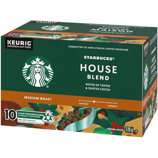 NEW BOX OF 10 STARBUCKS HOUSE BLEND KEURIG PODS