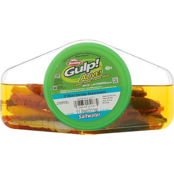 NEW BERKLEY GULP ALIVE 3 INCH ASSORTED SHRIMP 311G