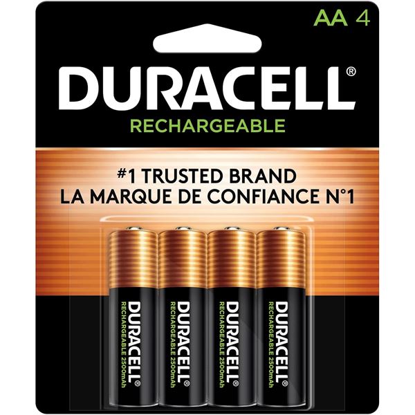 NEW 4-PACK OF DURACELL RECHARGEABLE AA BATTERIES
