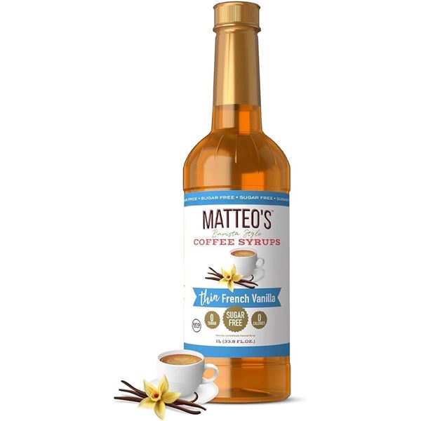 NEW 25.4 OZ MATTEOS COFFEE SYRUP  FRENCH VANILLA