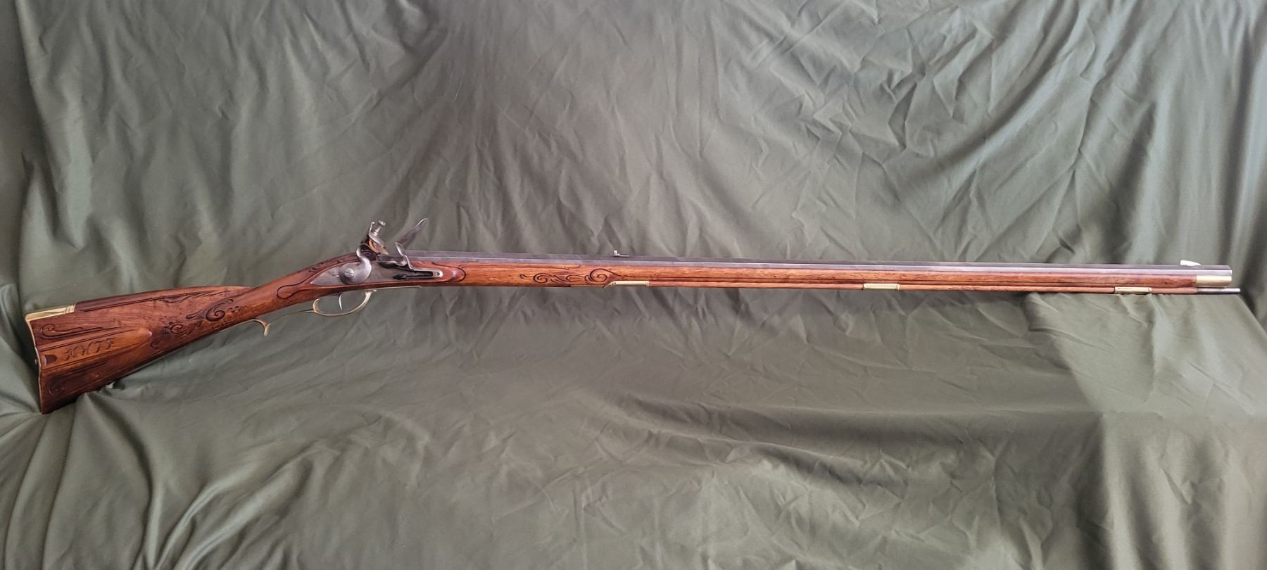 Custom-built .50-Caliber Flintlock Kentucky Long Rifle