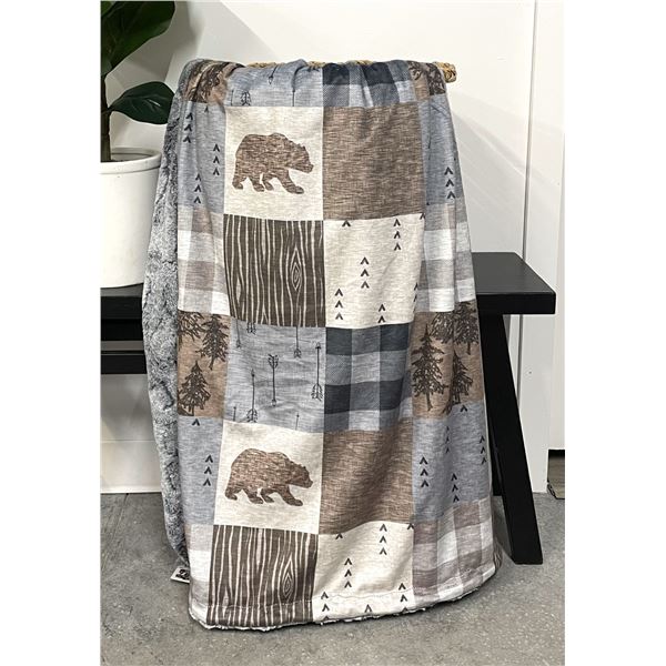Touch of Grace Adult size 60x90 Neutral Bear Patchwork