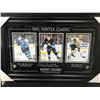Image 1 : LTD. EDITION SIDNEY CROSBY TRIPLE SIGNED CUSTOM FRAMED PENGUINS DISPLAY 22/87 (FRAMEWORTH COA)