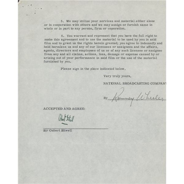 Sir Osbert Sitwell signed film contract
