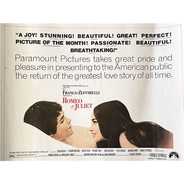 Romeo and Juliet 1968 vintage movie poster