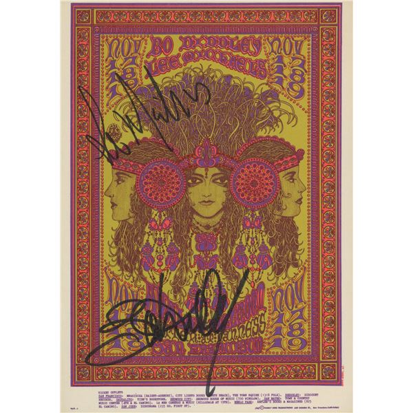 Bo Diddley and Lee Michaels signed concert postcard