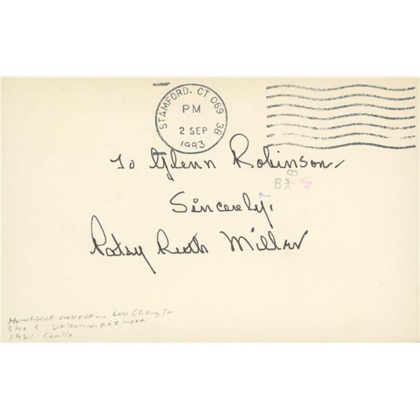 Patsy Ruth Miller signed note