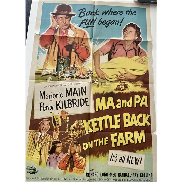 Ma and Pa Kettle Back on the Farm 1951 vintage movie poster