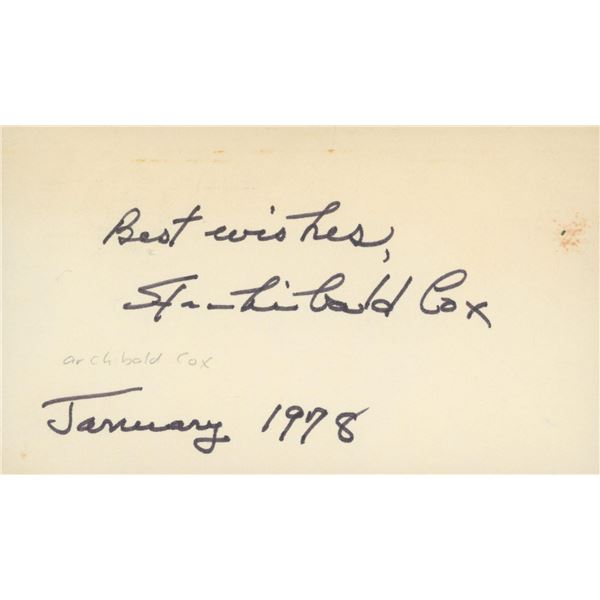 Archibald Cox signed note dated January 1978