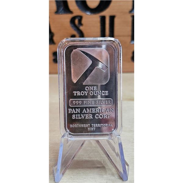 Lot 9-1) 1 oz Silver Pan American Silver Corporate Bar