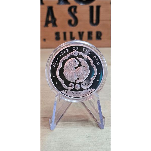 Lot 22-1) 1 oz Silver Bhutan Lunar Year of the Dog 2018