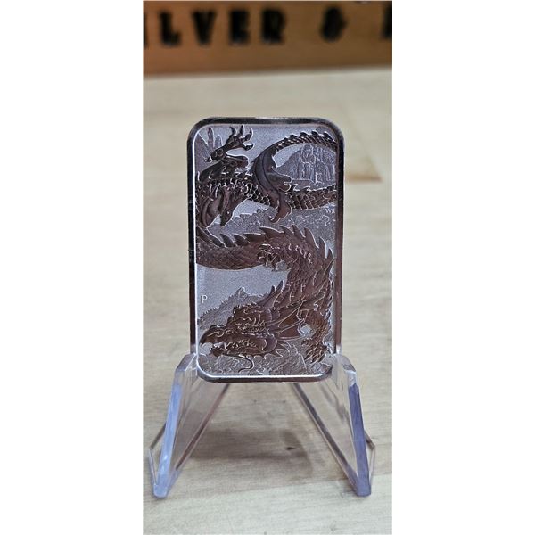 Lot 46-1) 1 oz Silver Dragon Bar Australia Perth Mint 2023