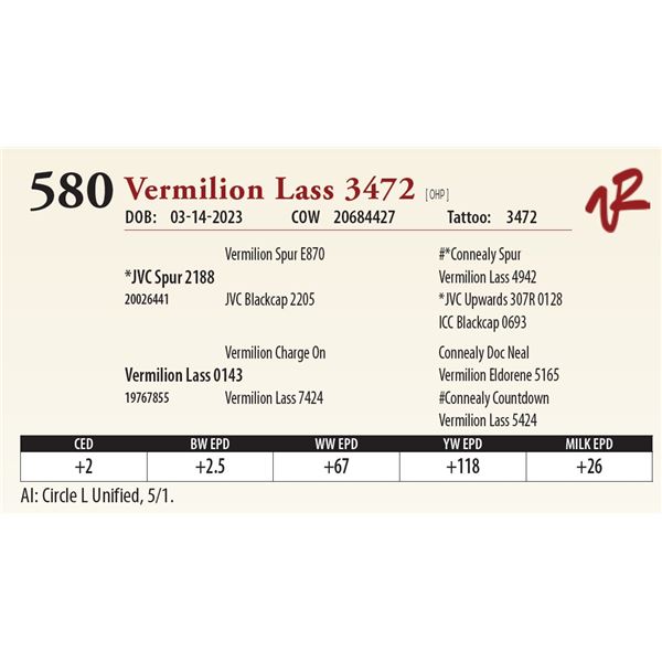 VERMILION LASS 3472