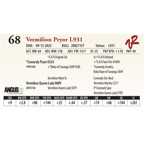 VERMILION PRYOR L931