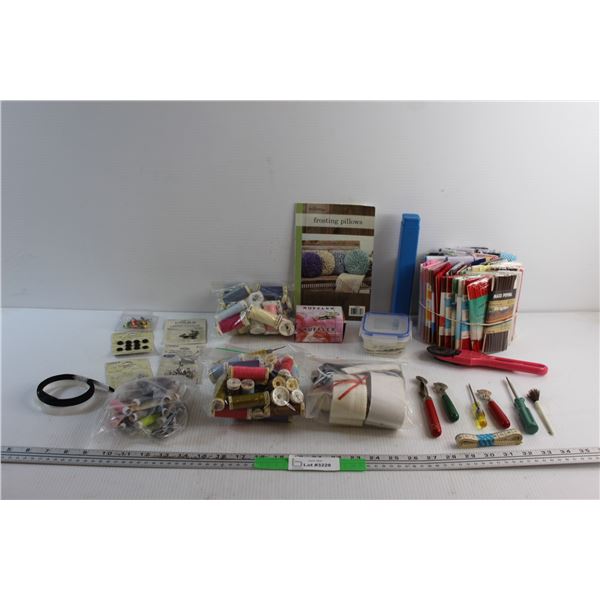 Assorted Sewing Supplies - Threads, Buttons, Fabric Cutters and Misc.