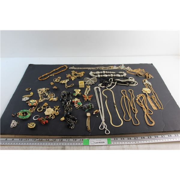 Watch, Necklaces, Earrings, Pin and Assorted Items