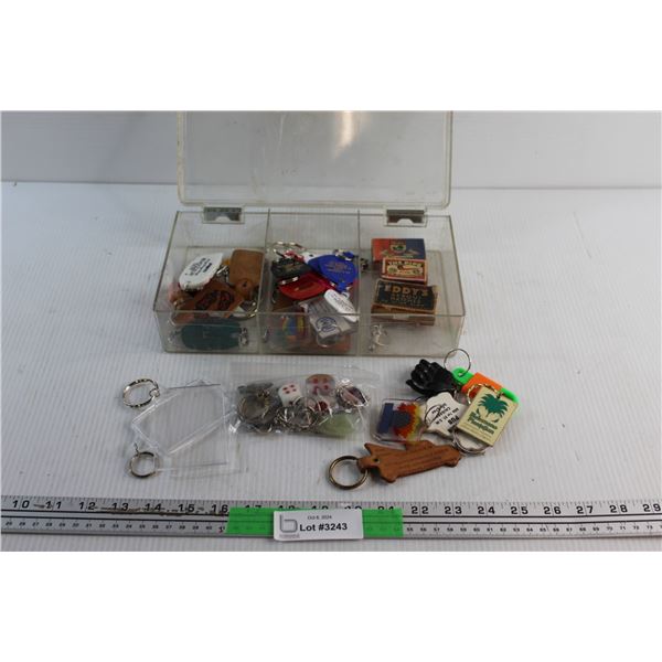 (3) Collectible Vintage Match Boxes and Assorted Key Chains
