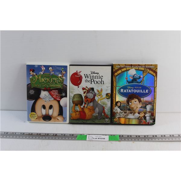 (3) Walt Disney DVD Movies - Mickey's upon Twice a Christmas, Winnie the Pooh and Ratatouille