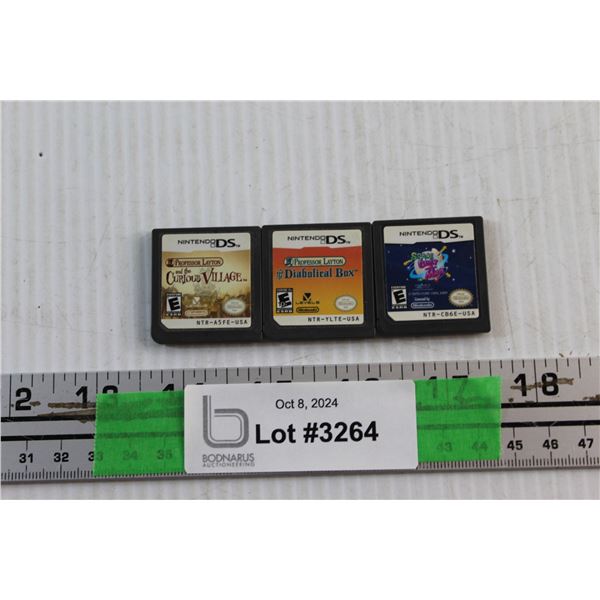 (3) Nintendo DS Video Game Cartridges - Professor Layton and the Curious Village, Diabolical Box and
