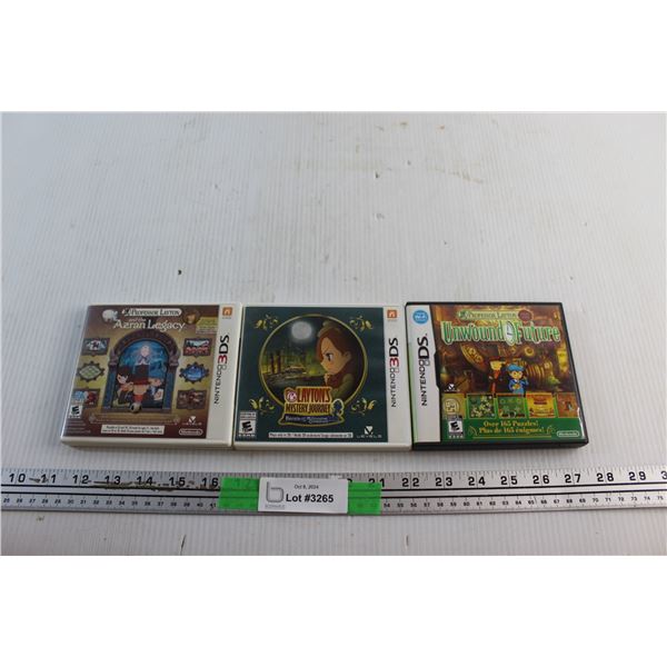 (3) Nintendo DS & 3DS Video Game Cartridges - Professor Layton and the Azran Legacy, Mystery Journey