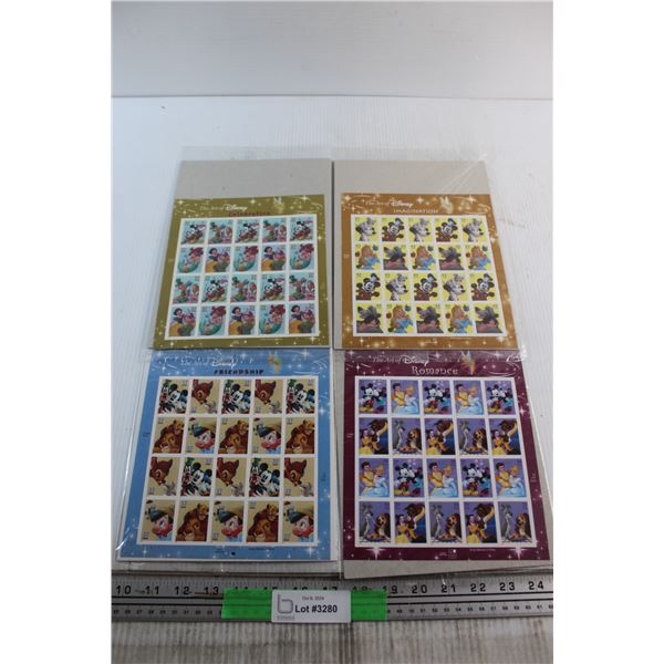 (4) Sheets of The Art of Disney Post Stamps - Sealed