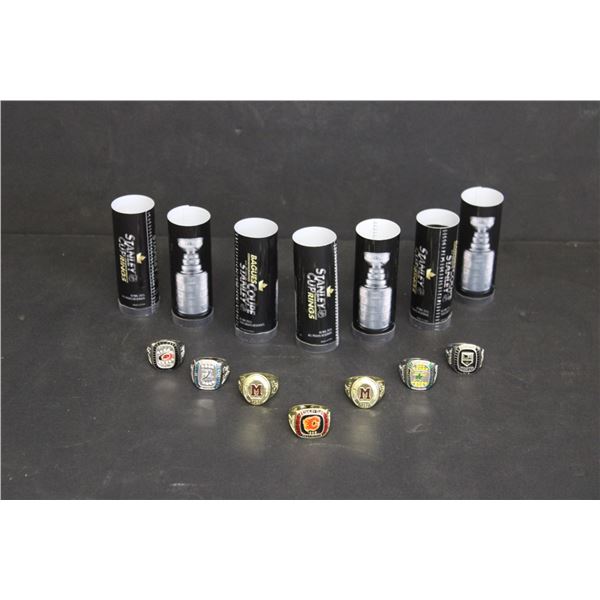 (7) Stanley Cup Replica Rings -  Flames, Lightning, Stars, Hurricanes and Montreal Maroons  1935