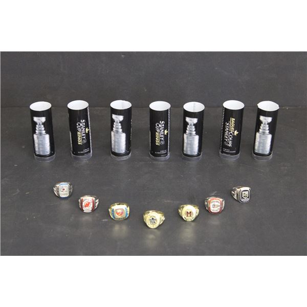 (7) Stanley Cup Replica Rings - Maple Leafs, Montreal Maroons, Kings, Ducks, Avalanche, Devils and  