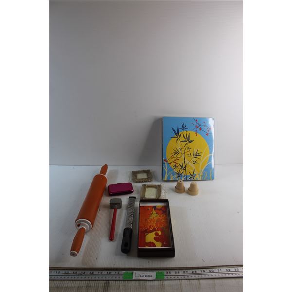 Cheese Grater, Coin Bag, Picture Frames, Notepad and Assorted Items