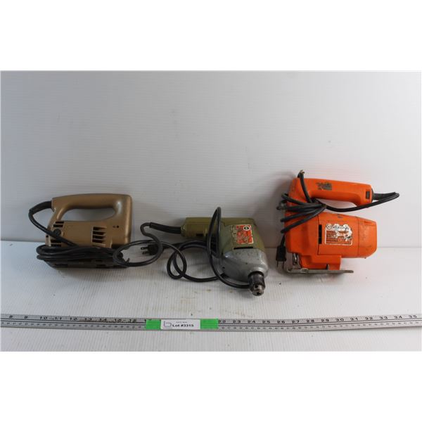 (2) Black & Decker Jig Saws and Drill