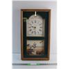Image 1 : Wooden Ingraham Quartz Wall Clock 24'' x 14'' - As Is