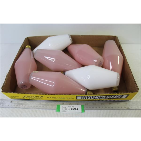 (7) Light Bulbs - (white & pink - 40w-60w)