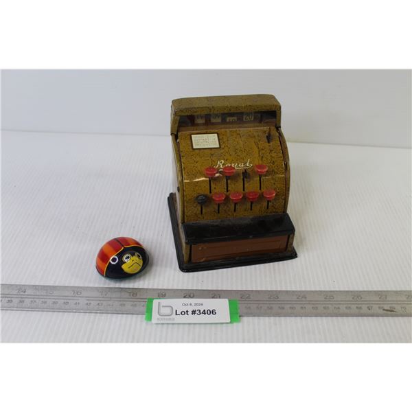Tin Toy Cash Register - Tin Friction Lady Bug Toy