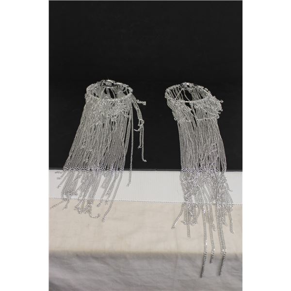 (2) Chain Lamp Shades (6"w - center hole 1 1/2" - some tangled)