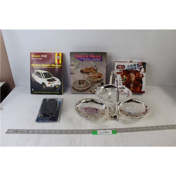 Silver Plated Three Tier Folding Cake Stand, 63 Piece Star Wars Puzzle - As Is, Car Repair Manual, R