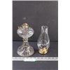 Clear Glass Kerosene Lamp (Needs Repair) - 8" x 5" (Base) & 8" x 3.5" (Lamp Shade Part)