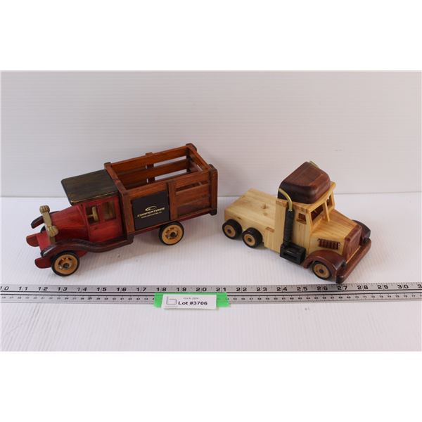(2) Custom Wood Built Antique Delivery Truck & Semi Decor