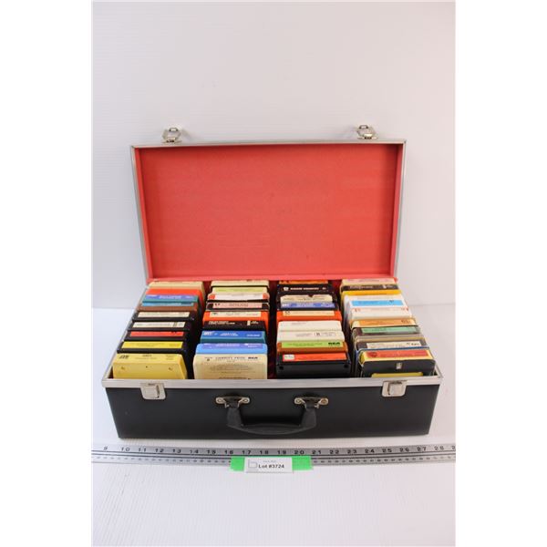 (36) 8-Tracks in Carrying Case: Rock & Country - Assorted