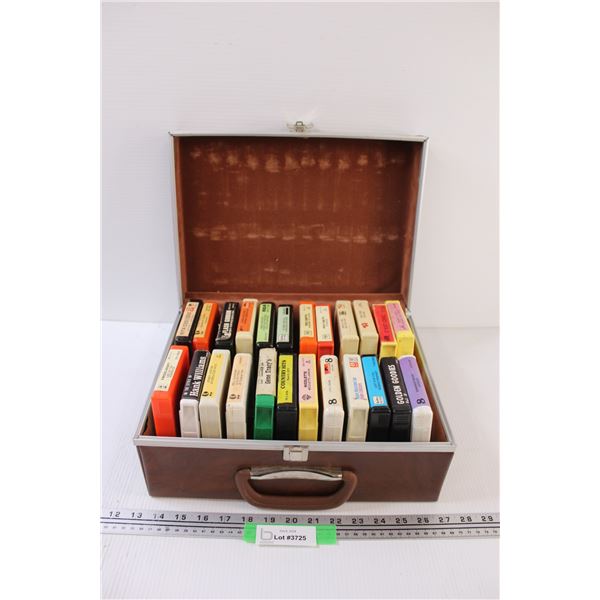 (24) 8-Tracks in Carrying Case: Rock & Country - Assorted