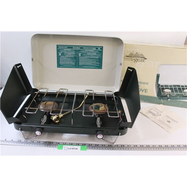 Terra Gear (2) Burner Propane Camping Stove - Portable - In Box, as is