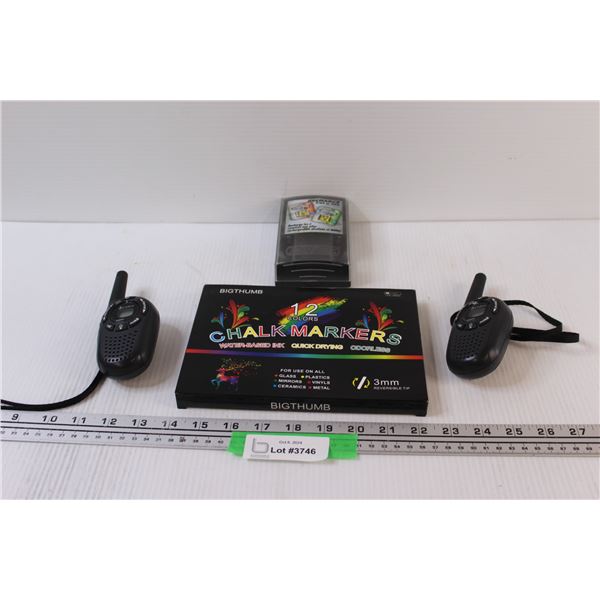 (2) Cobra Walkie Talkies & Battery Charger & (12) Chalk Markers Set