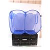 Image 1 : (2) Stacking Foldable Plastic Heavy Duty Boxes - 24" x 16" x 6" (Each) & Folding Laundry Hamper