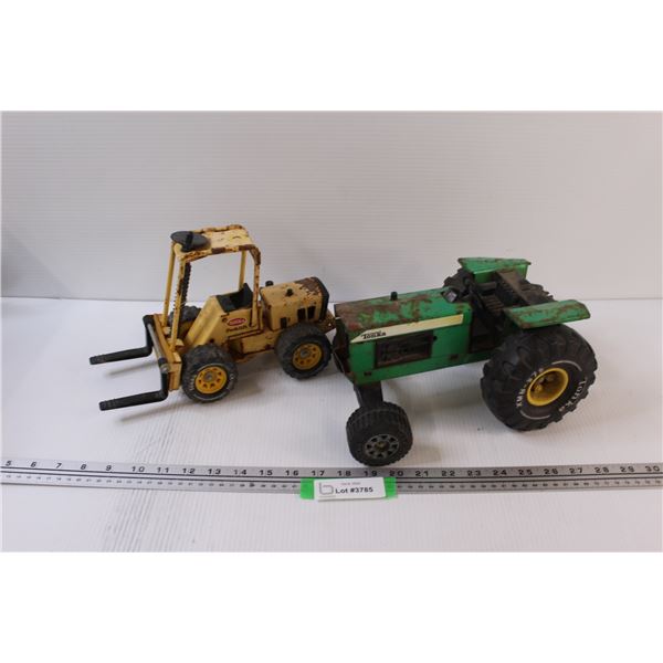 (2) Tonka Metal Toys - Tractor & Fork Lift - Some Wear, as is