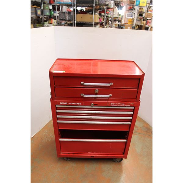 * Sears Craftsman Tool Box - 2-Piece - 17.5" x 27" x 40" Tall - Missing Drawers/Front Cover slide-ou
