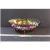 Image 1 : Carnival Glass Iridescent Footed Fruit Bowl - 12" x 4"
