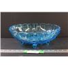 Image 1 : Carnival Indiana Clear Blue Glass Footed Fruit Bowl - 12" x 4"