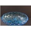 Image 2 : Carnival Indiana Clear Blue Glass Footed Fruit Bowl - 12" x 4"