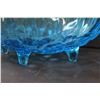 Image 3 : Carnival Indiana Clear Blue Glass Footed Fruit Bowl - 12" x 4"