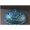 Image 4 : Carnival Indiana Clear Blue Glass Footed Fruit Bowl - 12" x 4"