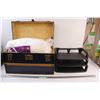 Image 1 : Vintage Chest (Leather Handle Broken), Polyester Fill in Bag & Three Stacking Office Trays